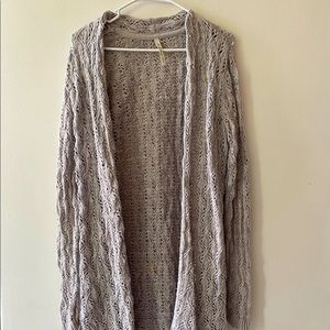Crocheted boho wrap / jacket in gray